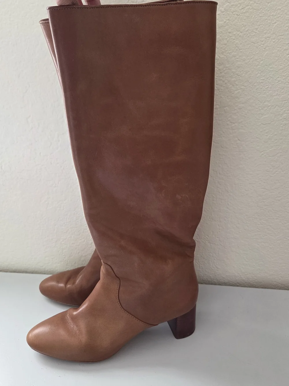 Loeffler Randall Gia Leather Tall Block Heel Boots Size 8